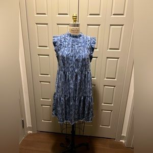 Anthropologie Blue-Grey Leopard Print Dress
